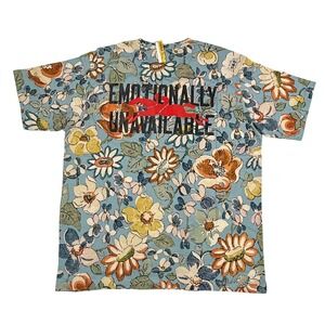 Longchamp x Emotionally Unavailable Floral Graphic T-Shirt XL Blue 60951 LIB 437